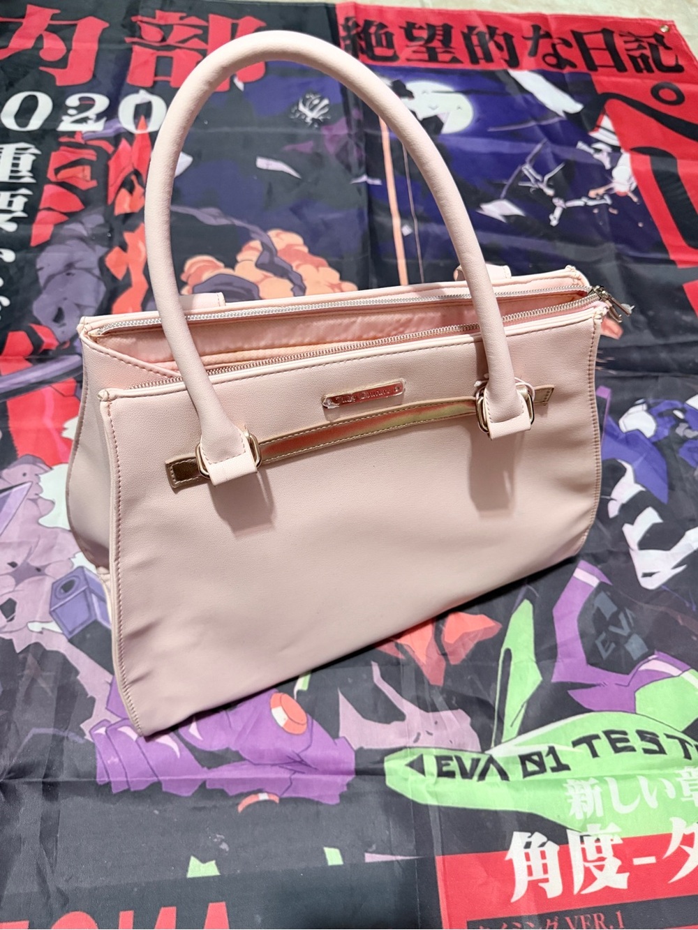 Juicy Couture Pale Pink Double-Handle Shoulder Bag with Gold Accent